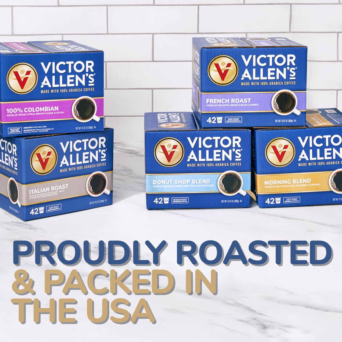 Victor Allen's Coffee Variety Pack (Morning Blend, 100% Colombian, Donut Shop Blend, and French Roast), 96 Count, Single Serve Coffee Pods for Keurig K-Cup Brewers