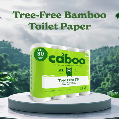 Caboo Tree Free Toilet Paper, Septic Safe Toilet Tissue, Chemical Free, Non Toxic, 2 Ply Bathroom Toilet Paper | Pack of 24 Double Rolls, 300 Sheets Per Roll
