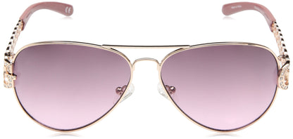 GUESS Women's Metal Aviator Sunglasses, RGLD-45, 63 mm