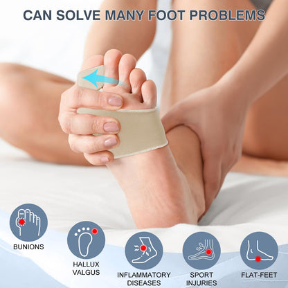 KTSAY 2PCS Bunion Corrector for Women & Men, Big Toe Straightener with Splint & Pads, Comfortable & Breathable for Day/Night Support, Hallux Valgus Pain Relief Non-Slip Socks (1, Beige)