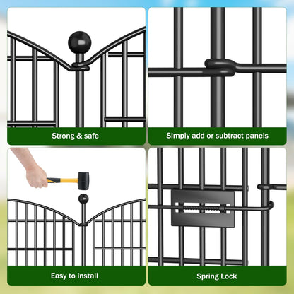 15 Panels Decorative Garden Fence with Gate - 32 in (H) x 35.4 ft (L) No Dig Dog Fence Outdoor for Yard, Rustproof Tall Garden Fencecing Panels, Animal Barrier Suitable for Yard Border, Patio