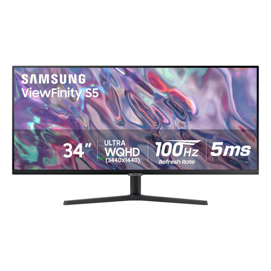 SAMSUNG 34" ViewFinity S50GC Series Ultra-WQHD Monitor, 100Hz, 5ms, HDR10, AMD FreeSync, Eye Care, Borderless Design, PIP, PBP, LS34C502GANXZA, 2023, Black