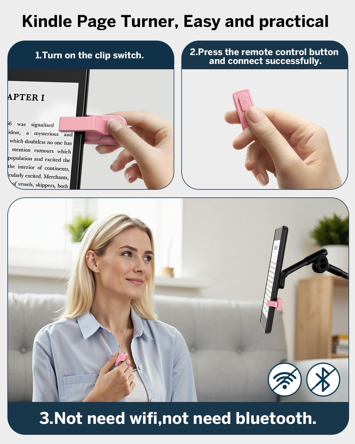 DATAFY [Case-Friendly] Remote Control Page Turner Ring for Kindle Paperwhite Oasis Scribe Kobo eReaders, Camera Camcorder Remote Controls, Page Turner Clicker for iPhone ipad Tablets with Storage Bag