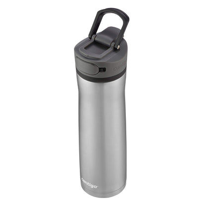 Contigo Cortland Chill 2.0 Vacuum-Insulated Stainless Steel Water Bottle Spill-Proof Sip Technology Interchangeable Lid 24oz Steel/Licorice Perfect for Fitness Travel Everyday Use