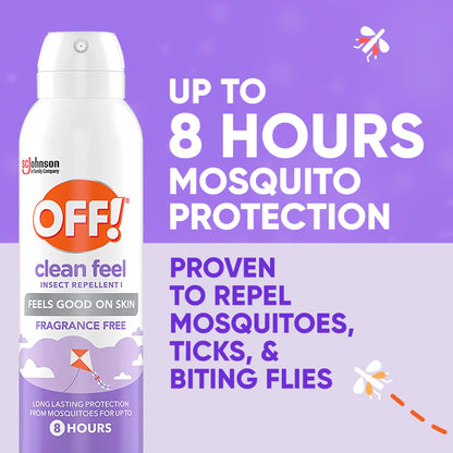 OFF! Clean Feel Insect Repellent Aerosol with 20% Picaridin, Bug Spray with Long Lasting Protection from Mosquitoes, Feels Good on Skin, 5 oz