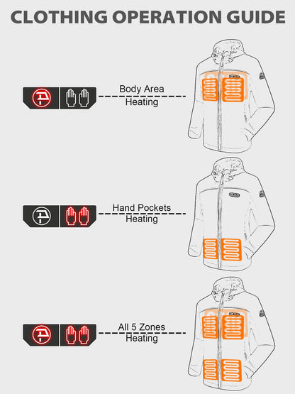 PTAHDUS Women's Heated Jackets 5 Heat Zones Battery Pack Included, with Hand Warmer Pocket(Black, Medium)