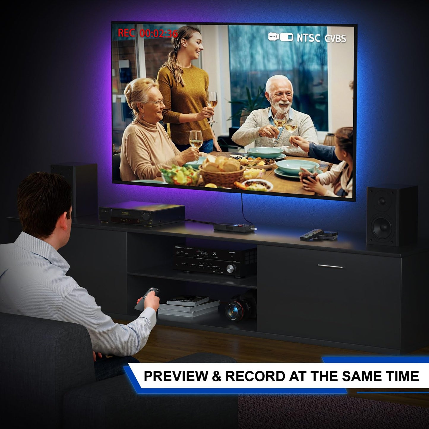 Portta VHS to Digital Converter, Video to Digital Recorder with Remote, Compatible with VHS, VCR, DVR, DVD, Hi8, Mini DV Players, Camcorder, Gaming Consoles (Tapes/DVD Player Not Included)