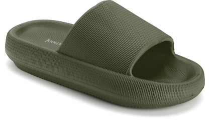 Joomra Mens Shower Pillow Slippers Slides Cushion for Womens Foam House Antislip Slipers Pool Beach Spa Home Garden Sandals for Ladies Male Sandles Army Green 42-43
