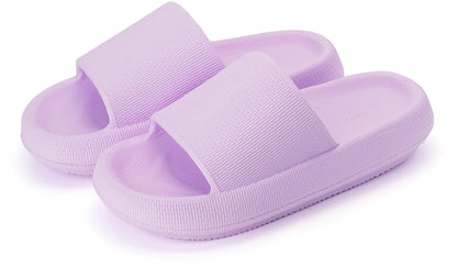 Joomra Shower Slippers for Women Foam Pillow House Shower Bath Bathroom Home Platform Sandals Cushion Slipers Slides for Ladies Female Sandles Purple 39-40