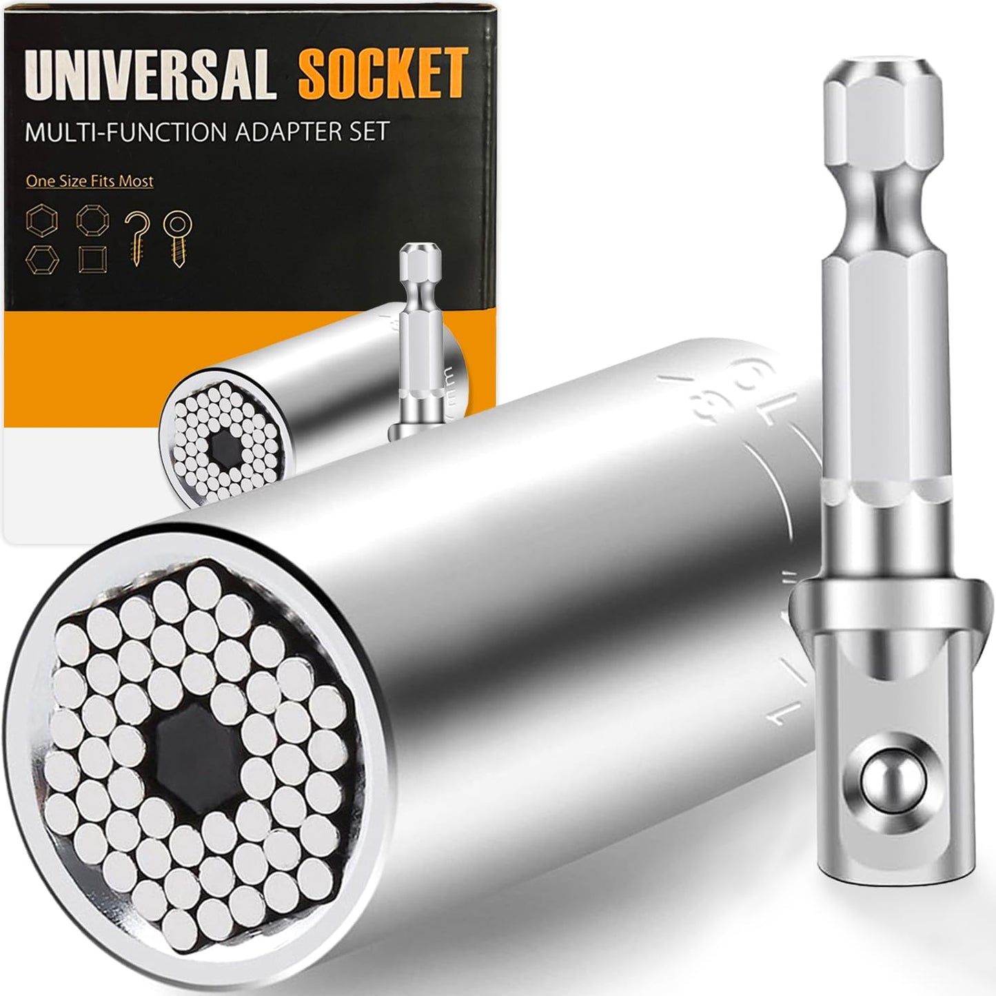Gifts for Men, Stocking Stuffers for Adults Men, Super Universal Socket Tool, Birthday Christmas Dad Gifts for Dad Him Husband, Grip Socket Set w/Power Drill Adapter, Cool Tools Gadgets for Mens Gifts