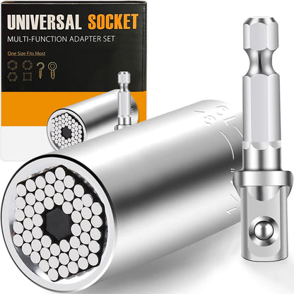 Gifts for Men, Stocking Stuffers for Adults Men, Super Universal Socket Tool, Birthday Christmas Dad Gifts for Dad Him Husband, Grip Socket Set w/Power Drill Adapter, Cool Tools Gadgets for Mens Gifts