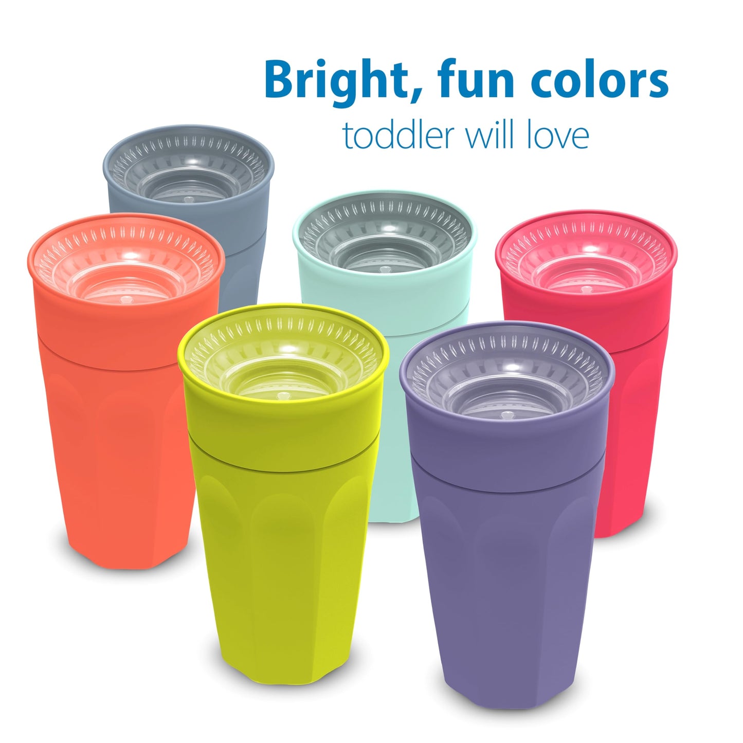 Dr. Brown's Milestones Cheers 360 Spoutless Transition Cup, Travel Friendly and Leak Free Sippy for Babies and Toddlers, Green and Pink, BPA-Free, 10 oz/300 mL, 9m+