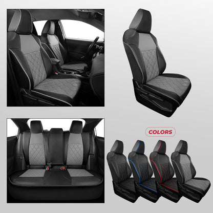 FREESOO for Toyota Corolla Seat Covers Hybird LE 2023 2024 2025, Custom Fit Car Seat Covers, Waterproof Car Seat Cover Protector Cushions, Luxury Leather Seat Covers for Cars, Black Gray Full Set