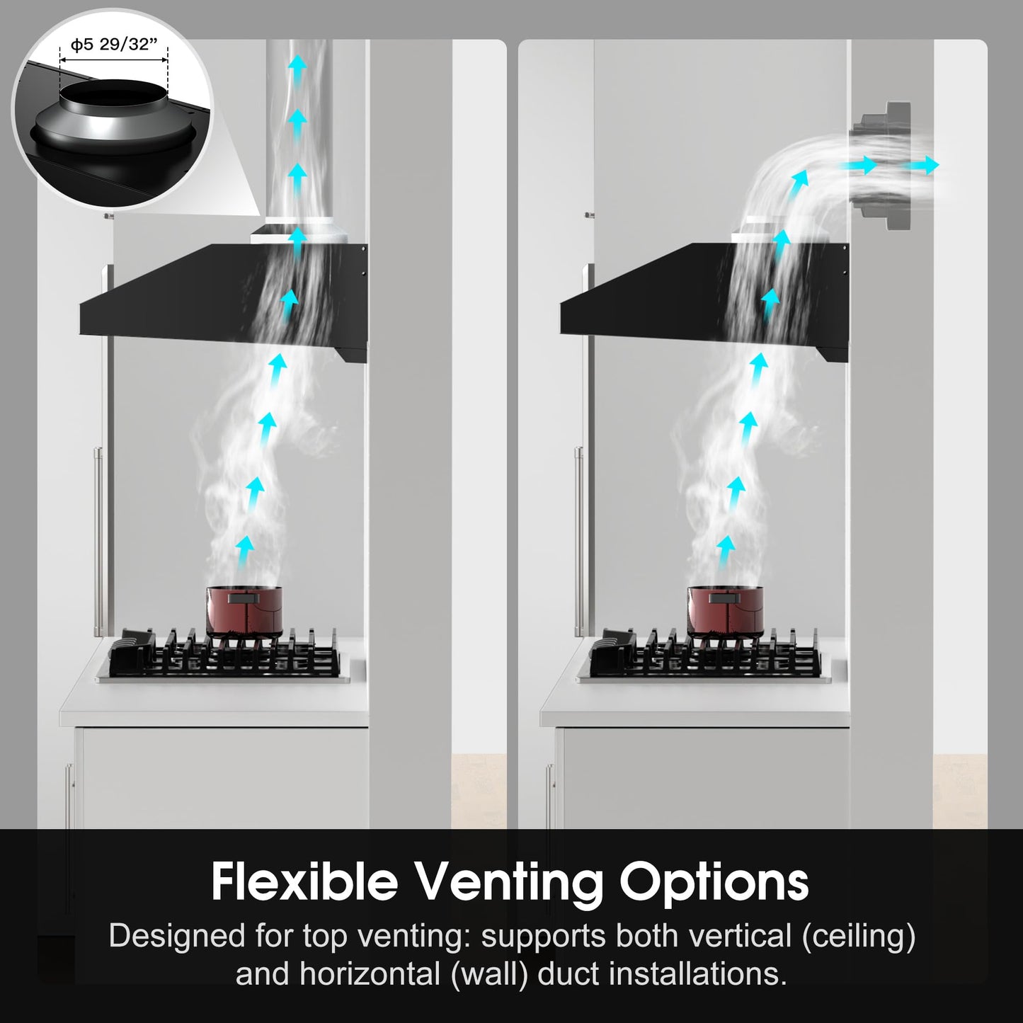 GASLAND Master 36 Inch Under Cabinet Range Hood, Matte Black, 700 CFM for Heavy-Duty Cooking Kitchen Exhaust Fan, 3-speed Powerful Stove Vent Hood 67dB, Three Filters Vent Hood with 5000K LED light