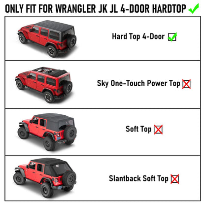 Hooke Road Rear Trunk Cargo Rack Basket Tray for 2007-2025 Jeep Wrangler JK JL 4-Door Hardtops, Sturdy Steel Shelf for Camping Trip Gear