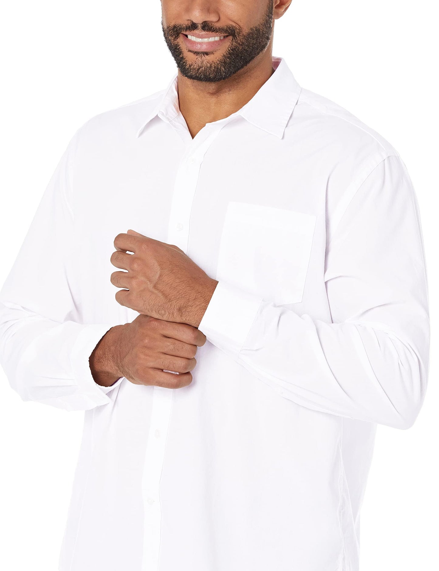 Amazon Essentials Men's Regular-Fit Long-Sleeve Casual Poplin Shirt, White, XX-Large