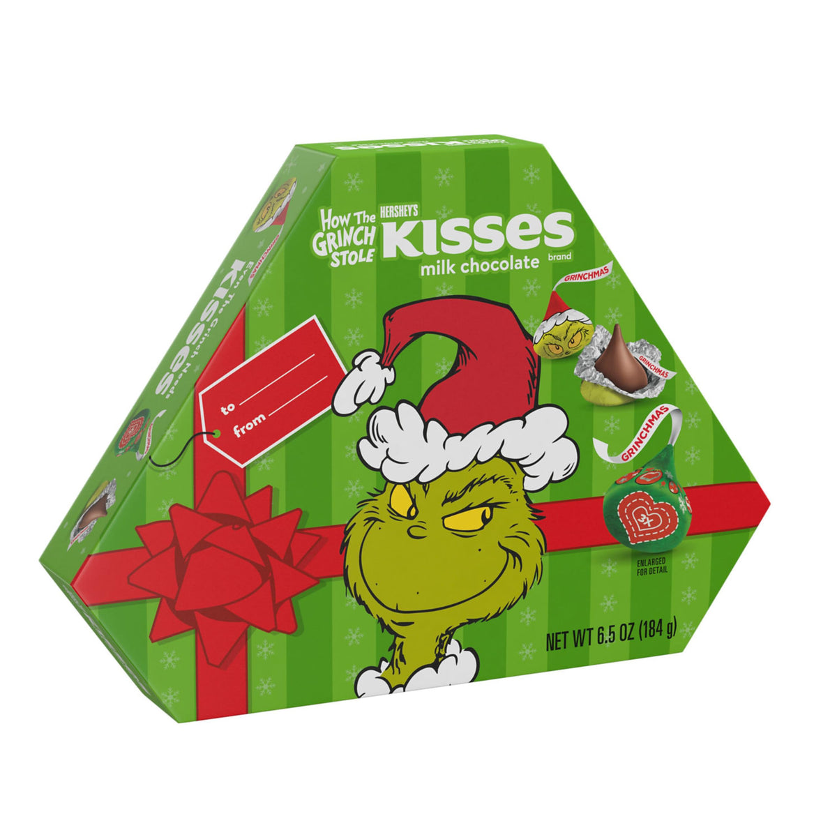 HERSHEY'S KISSES Grinch Milk Chocolate, Christmas Candy Gift Box, 6.5 oz