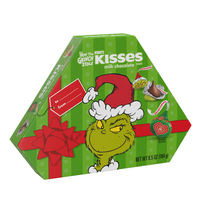 HERSHEY'S KISSES Grinch Milk Chocolate, Christmas Candy Gift Box, 6.5 oz