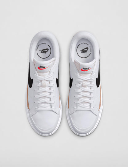 Nike Women's Court Legacy Lift Shoes, White/Black-Hemp-Team Orange, 7