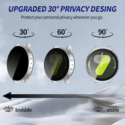 Kimiyaki 2 Pack for Samsung Galaxy Watch 7 40mm Screen Protector Case [Anti-Peeping], Privacy Hard PC Bumper Full Coverage Protective Accessories Built-in Tempered Glass Film