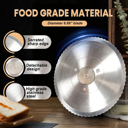 Manual Bread Slicer for Homemade Sourdough Bread, Adjustable Thickness&Evenly Slicing, Hand Crank Bread Slicer with Scale Line and Suction Cup, Serrated Blade Design, Patent