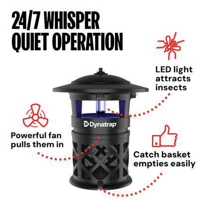 DynaTrap DT2030SR Fly Traps Outdoor - Mosquito & Flying Insect Killer for 1 Acre – Kills Flies, Gnats, Wasps - Bug Zapper Alternative - Black