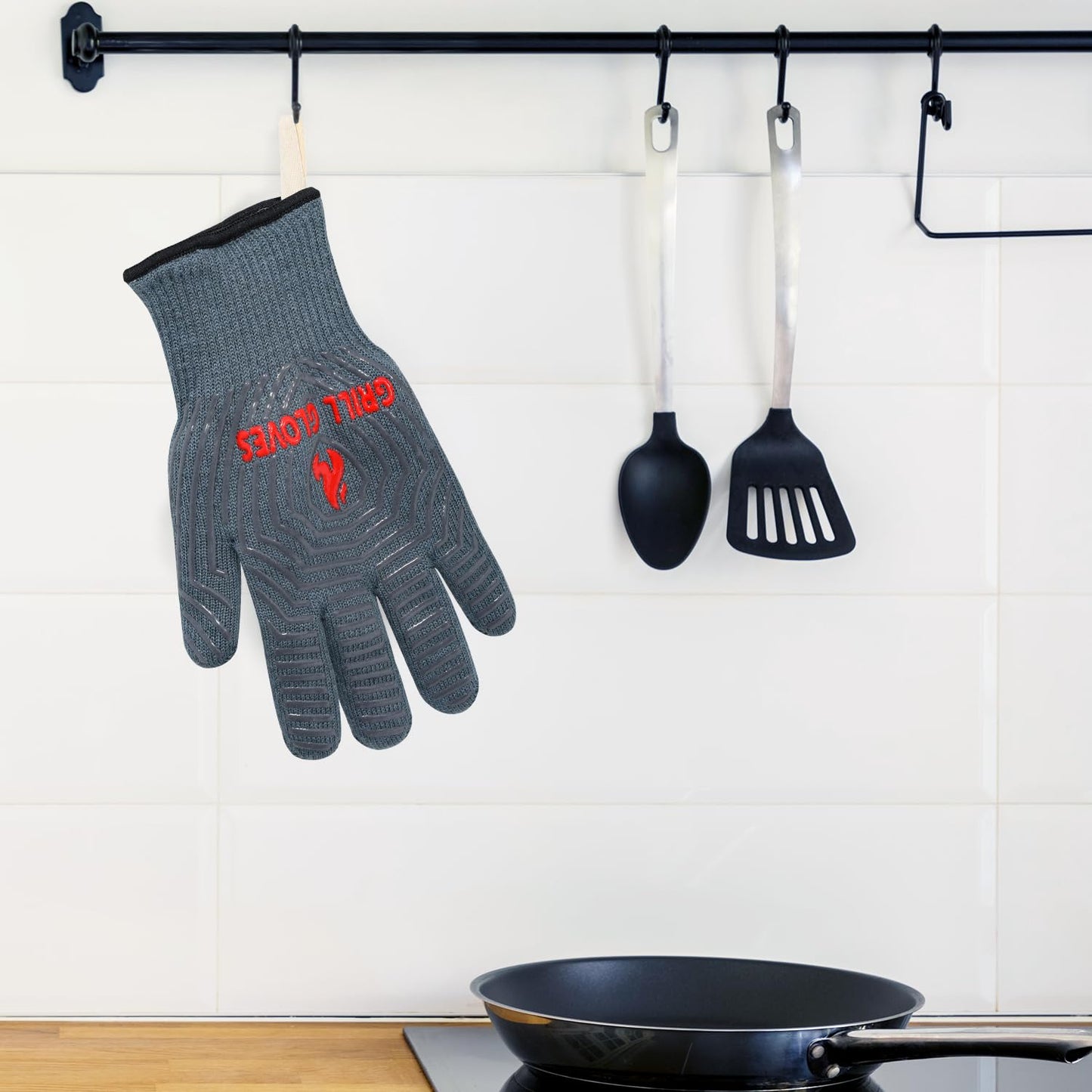 ZOPTIL Oven Gloves Grill Gloves, 1472℉ Heat Proof Non-Slip Grill Oven Gloves with Fingers, Men & Women BBQ Accessories for Cooking, Barbecuing, Baking, Kitchen and Cutting - 1 Pair（11inch）