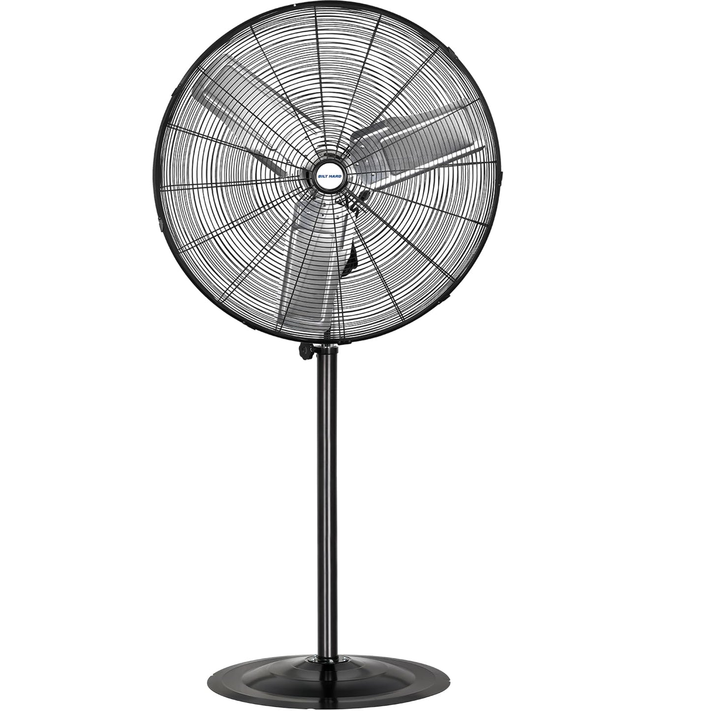 BILT HARD 8900 CFM 30" High-Velocity Industrial Pedestal Fan, 3-Speed Heavy Duty Industrial Standing Fan with Metal Aluminum Blades and Adjustable Height, Idea for Commercial, Shop, and Garage