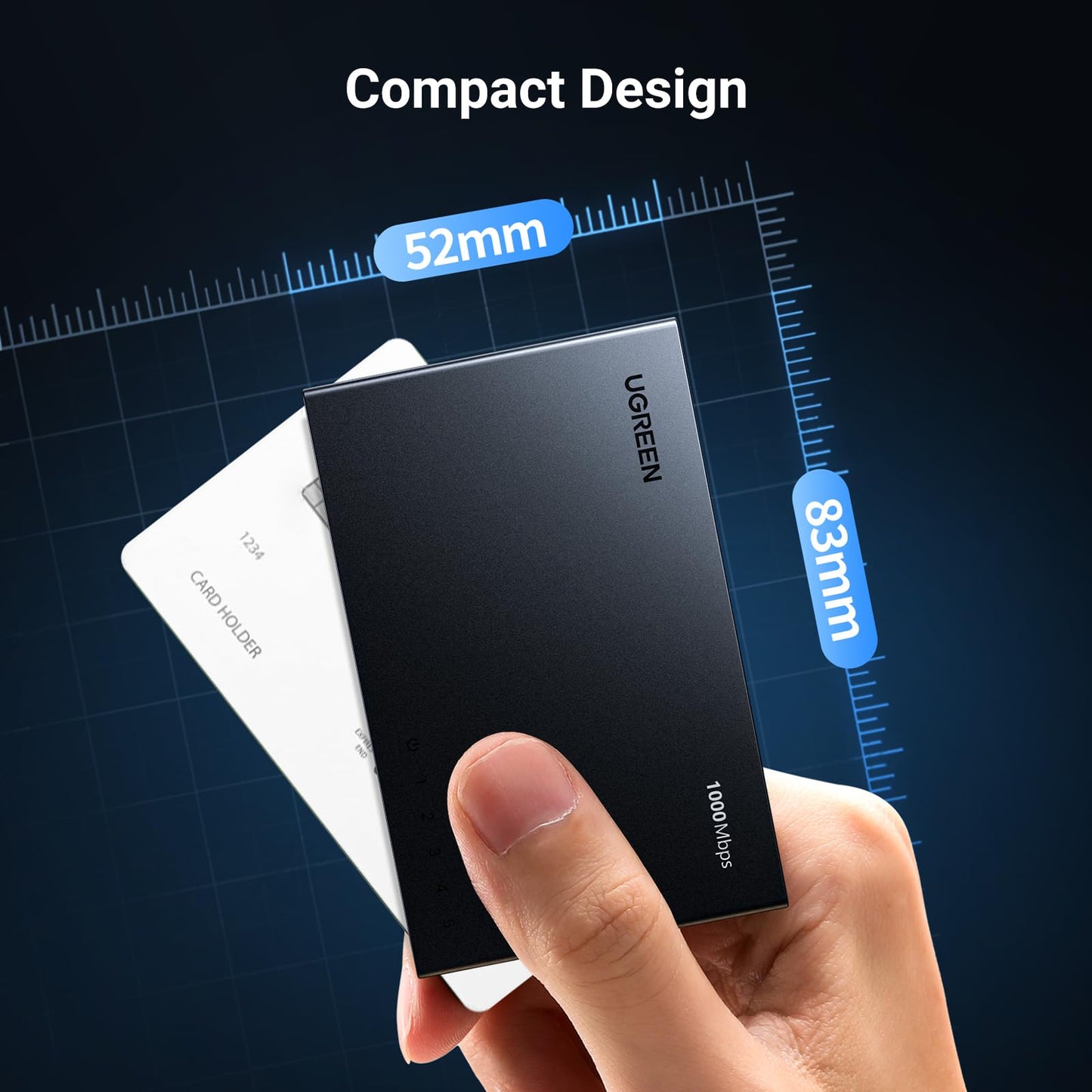 UGREEN Ethernet Switch, 5 Port Gigabit Ethernet Splitter, Plug & Play, Wall Mount & Desktop Network Switch Hub, Unmanaged, Compact, with LED, Fanless Quiet, for Internet Cable, Laptop, Router, NAS