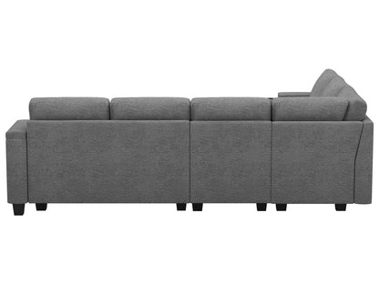 Belffin Chenille Modular Sectional Sofa Convertible L Shaped Corner Couches for Living Room with Storage Armrest with Cup Holder Light Grey Couch