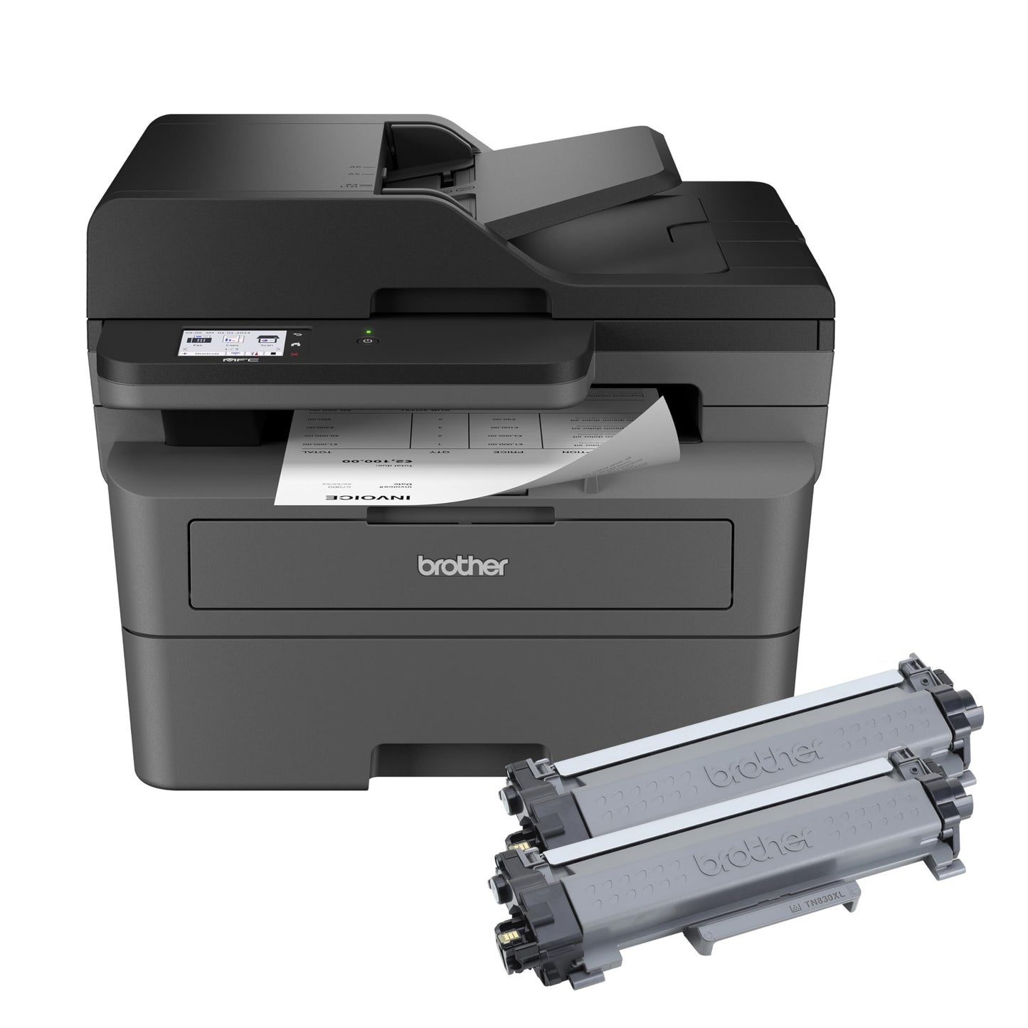 Brother MFC-L2820DW XL Wireless Compact Monochrome All-in-One Laser Printer with Copy, Scan and Fax, Duplex, Black & White | Up to 4,200 Pages of Toner Included(1), Amazon Dash Replenishment Ready