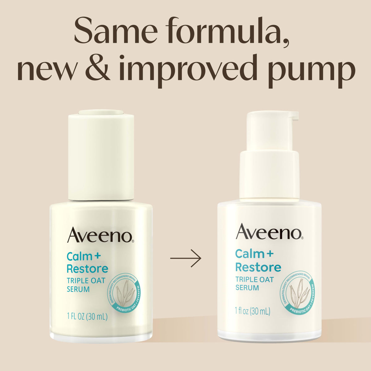 Aveeno Skin-Care Bundle for Sensitive Skin, Calm + Restore Triple Oat Hydrating Facial Serum, 1 fl. oz, & Travel Size Daily Moisturizing Cream + Prebiotic Oat, 0.5 oz, Fragrance Free, Two Items