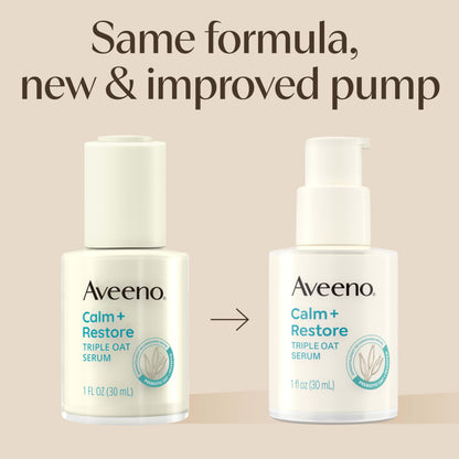 Aveeno Skin-Care Bundle for Sensitive Skin, Calm + Restore Triple Oat Hydrating Facial Serum, 1 fl. oz, & Travel Size Daily Moisturizing Cream + Prebiotic Oat, 0.5 oz, Fragrance Free, Two Items