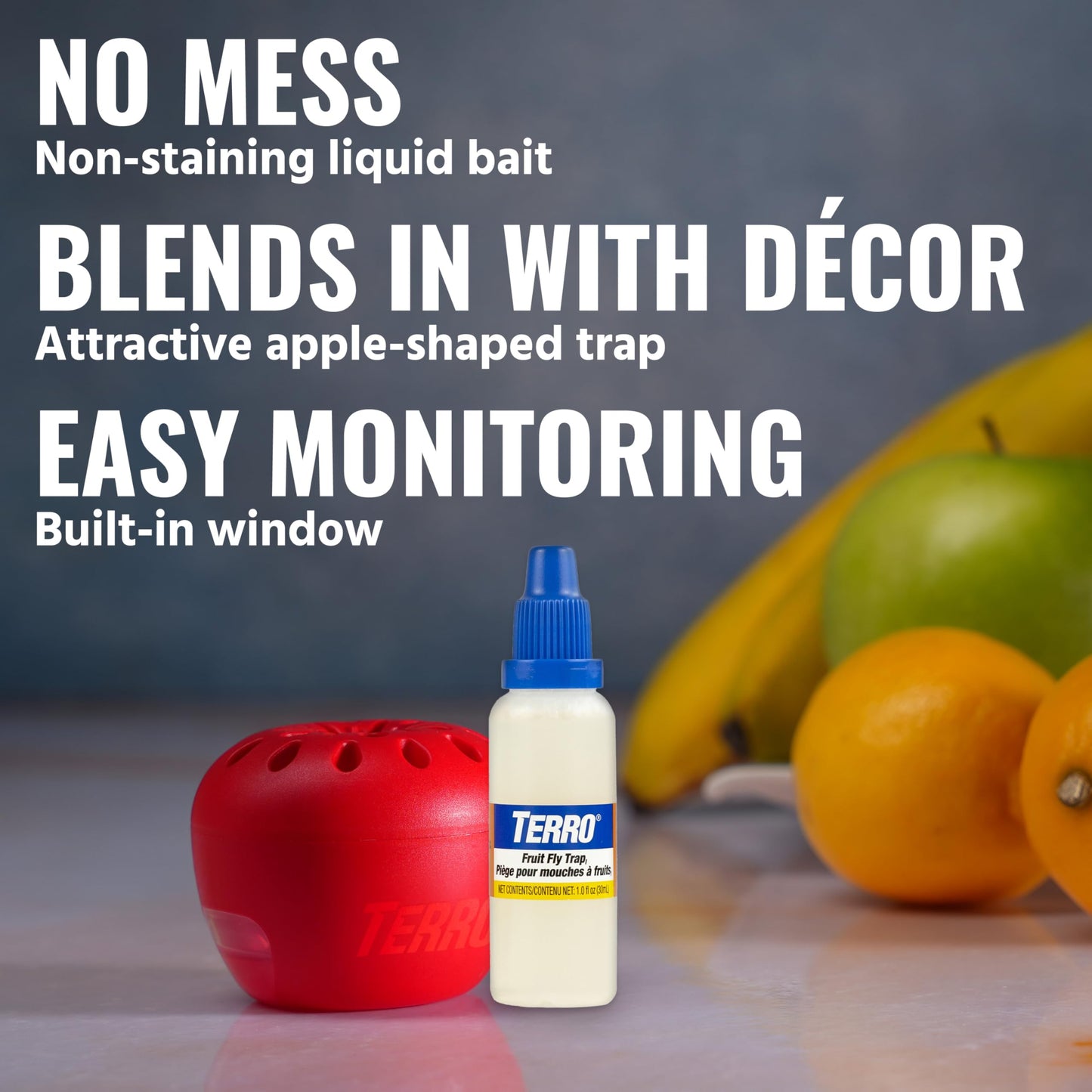 Terro Fruit Fly Traps for Indoors (6 Pack) + 270 Days of Lure Supply