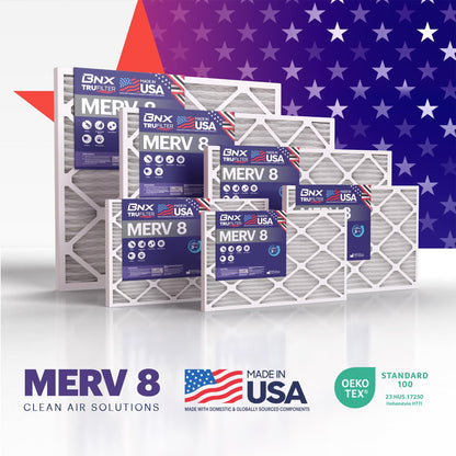 BNX TruFilter 12x24x1 Air Filter MERV 8 (6-Pack) - MADE IN USA – Dust & Pet Defense Electrostatic Pleated Air Conditioner HVAC AC Furnace Filters for Dust, Pet, Mold, Pollen MPR 600 – 700 & FPR 5