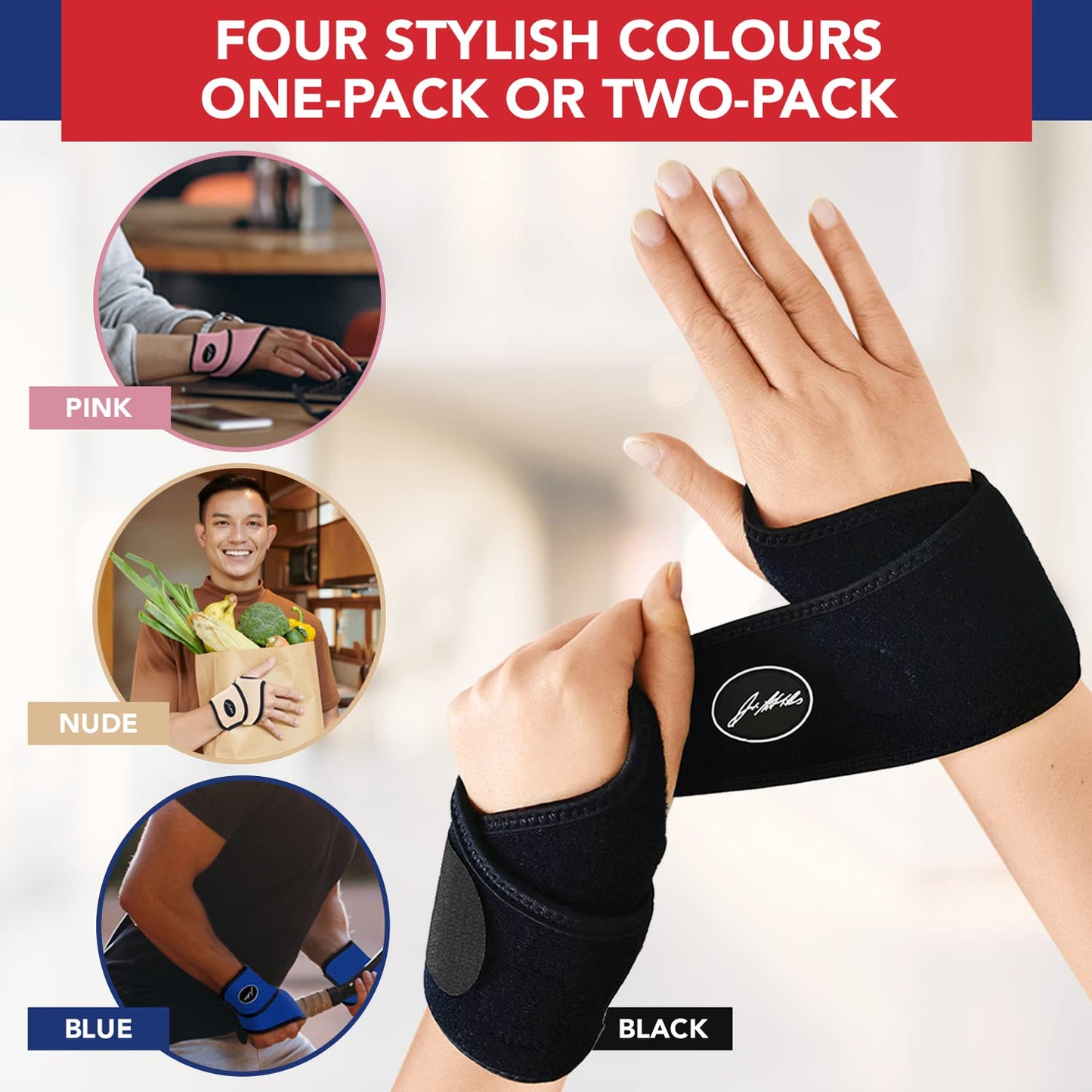 Doctor Developed Wrist Brace, Wrist Wraps for Carpal Tunnel Arthritis, Tendonitis, Hand Support, Ideal for Fitness, Weightlifting - Handbook Included (Wrist Brace 1 Pack)