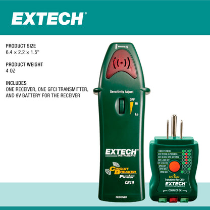 Extech CB10 Circuit Breaker Finder, Locates fuses/Breakers, Tests receptacles and GFCI Circuits