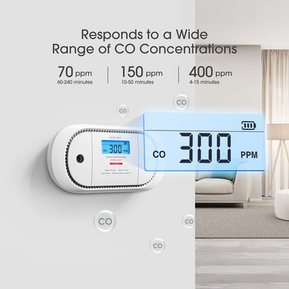 X-Sense Carbon Monoxide Detector Alarm with Digital LCD Display, Replaceable Battery CO Alarm Detector with Peak Value Memory, XC01-R