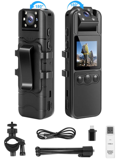 SPIKECAM Computer-Free Body Cameras with Audio and Video Recording, 6 Hrs 1080P Personal Small Bodycam with Photo, Night Vision, SOS Sound, Wearable Body Cam for Security, Running, Biking