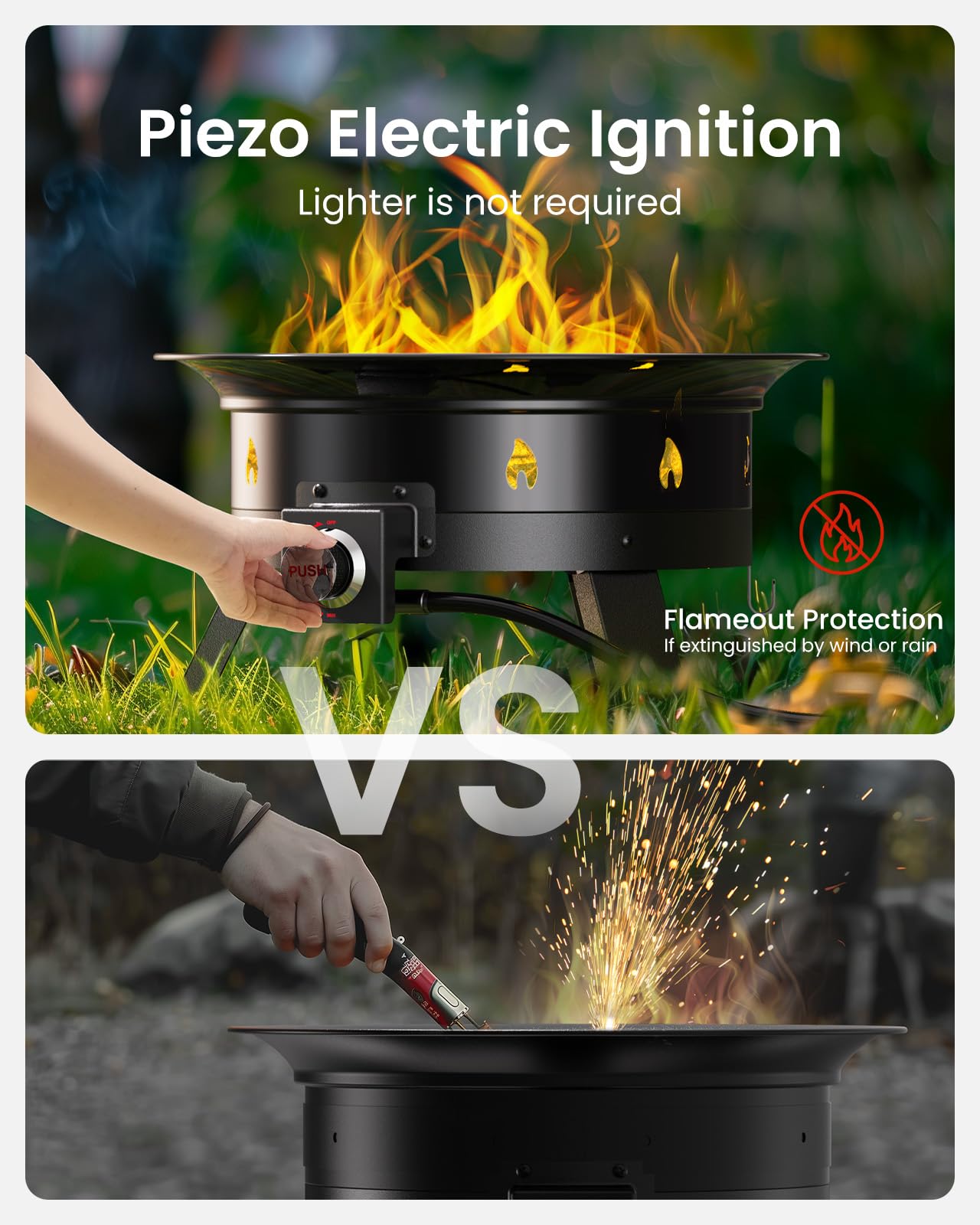 Ciays Large Propane Fire Pit 19 Inch, Gas Fire Pit with Grill Grate, Folding Legs, Hose Hooks, Propane Tank Holder, Cover & Carry Strap, CSA Certified Portable Outdoor Fire Pit for Camping, 58,000 BTU