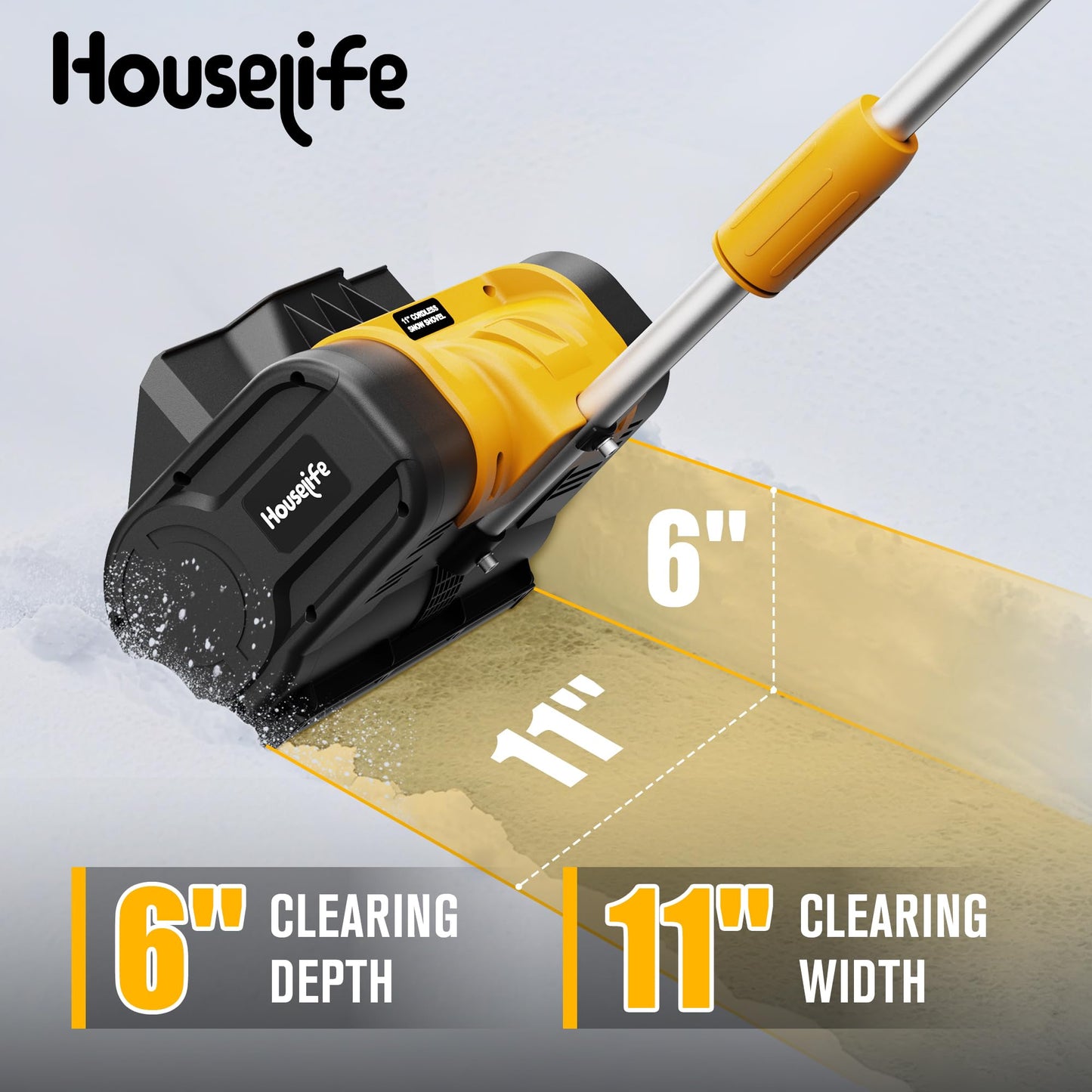 Cordless Snow Shovel Compatible with DeWalt 20V MAX Battery (Tool Only), 11" Lightweight Electric Snow Blower with 20FT Max Throw & Adjustable Handle, Snow Thrower for Driveway, Deck, Patio & Steps