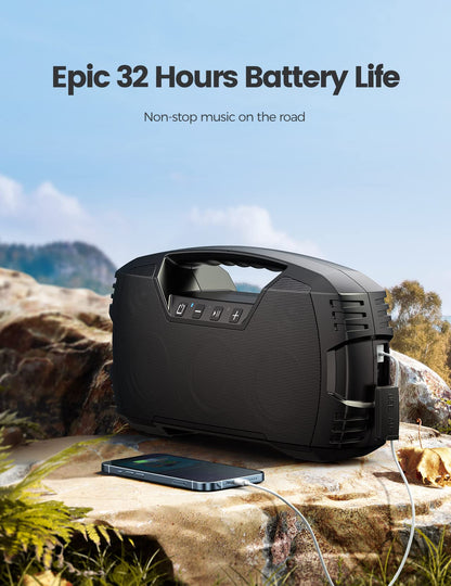 IPX7 Waterproof Bluetooth Speaker, 40W(60 Peak) Portable Wireless Speakers with Subwoofer, 32H Playtime, Stereo Loud Sound, Deep Bass, Bluetooth 5.0 with Handle for Pool, Beach, Outdoor, Gifts