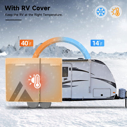 VINPATIO Travel Trailer RV Cover: 7 Layers Heavy Duty RV & Trailer Cover, Toy Hauler Cover Fits 18'-20' RV Camper Cover with 4 Tire Covers, Extra Windproof Straps, Tongue Jack Cover, Gutter Covers
