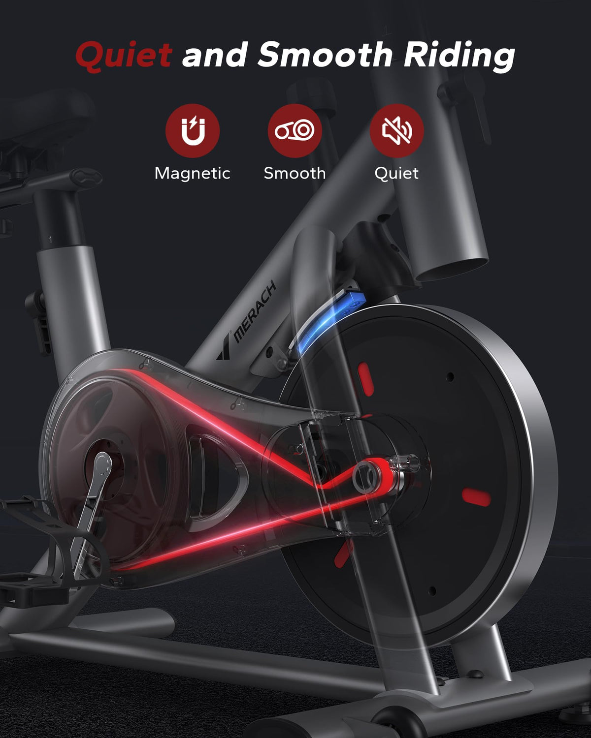 MERACH Exercise Bike, Brake Pad/Magnetic Stationary Bike with Exclusive App, Low Noise Indoor Cycling Bike with 270LBS Weight Capacity, Dumbbell Rack and Fitness Courses for Weight Loss