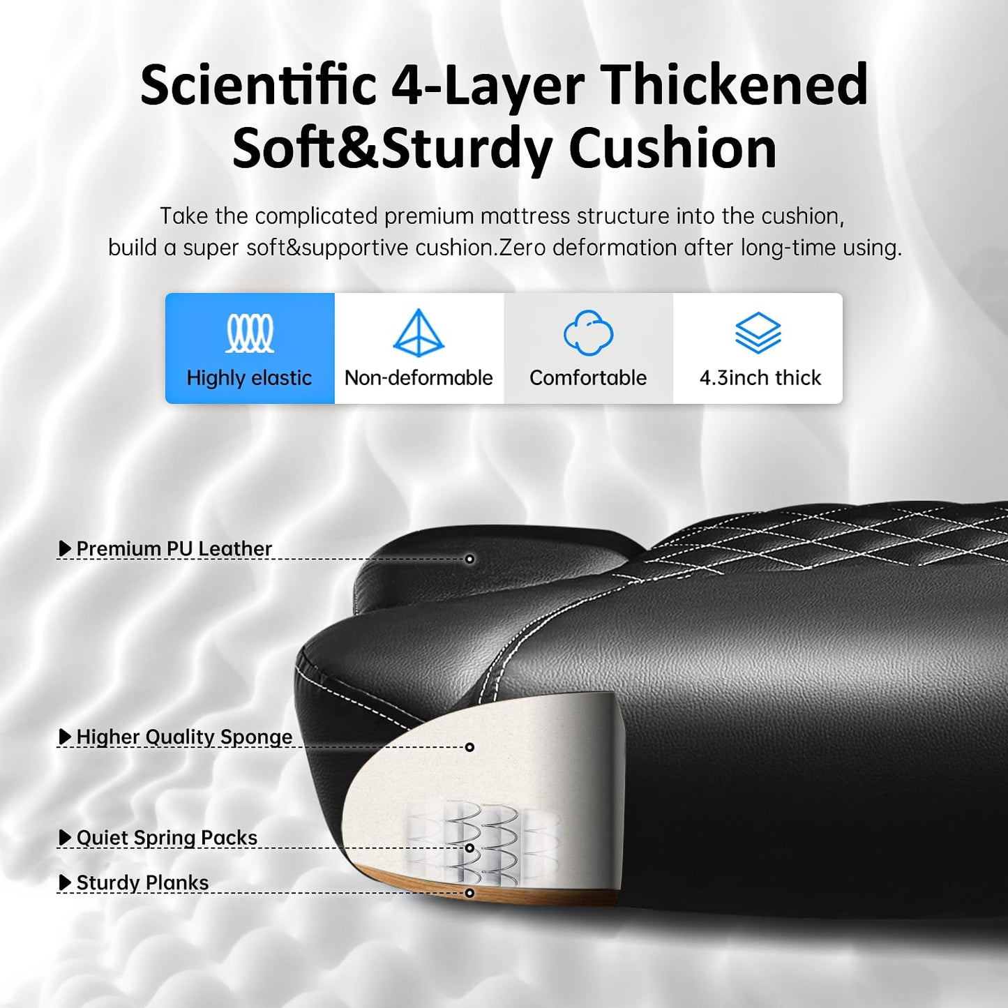 amseatec Office Chair, Big and Tall Office Chair with Foot Rest Ergonomic Chair for Home Desk, Reclining High Back Leather Chairs with Lumbar Support(Black)