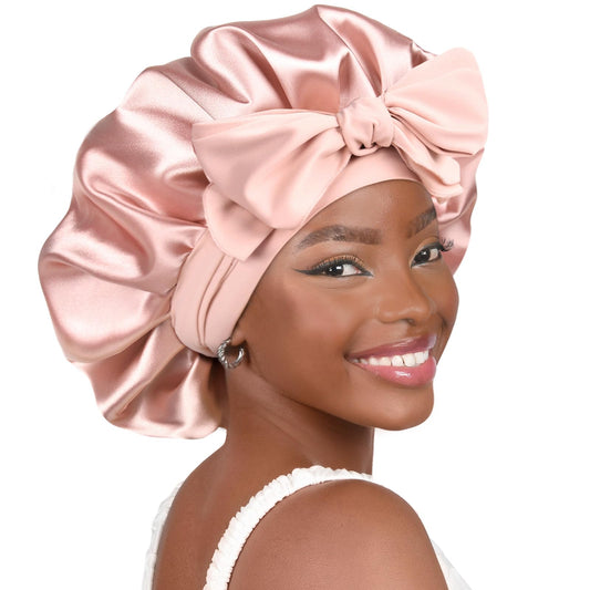 YANIBEST Adjustable Satin Bonnet for Sleeping Women Double Layer Hair Bonnet Reduce Friction Prevent Frizz Natural Curly Hair