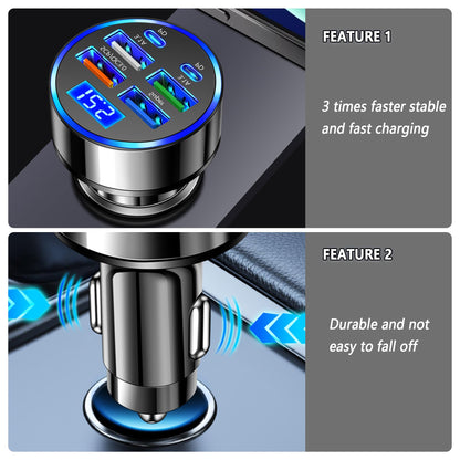 6 Ports Fast Car Charger with Voltage Monitor,Car Cigarette Lighter USB Charger (PD+QC3.0) Compatible with iphone13/14/15 & Most Android Models,Car Must Haves USB C Car Charger (1PCS)