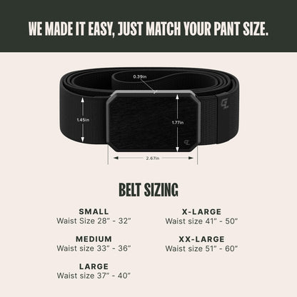 Groove Life Hero Groove Belt Flag Black/Black - Men's Stretch Nylon Belt with Magnetic Aluminum Buckle, Lifetime Coverage - Medium (33-36")