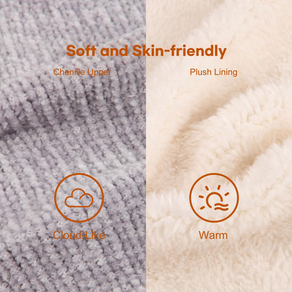 LongBay Women's Chenille Knit Bootie Slippers Cute Plush Fleece Memory Foam House Shoes (Medium / 7-8 B(M), Grey)