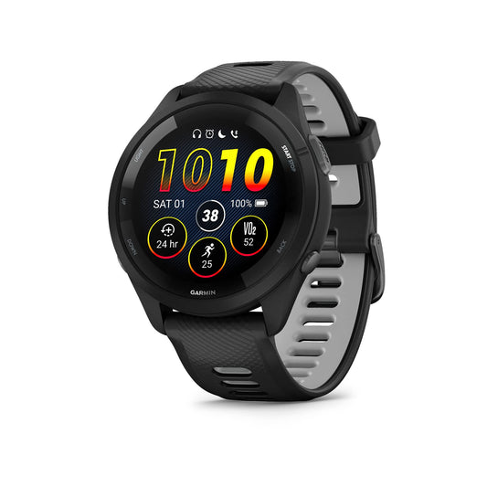 Garmin Forerunner 265 Running Smartwatch, Colorful AMOLED Display, Training Metrics and Recovery Insights, Black and Powder Gray